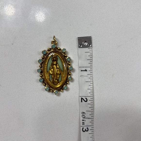 Gold and Blue Oval Pendant - Picture 4 of 4